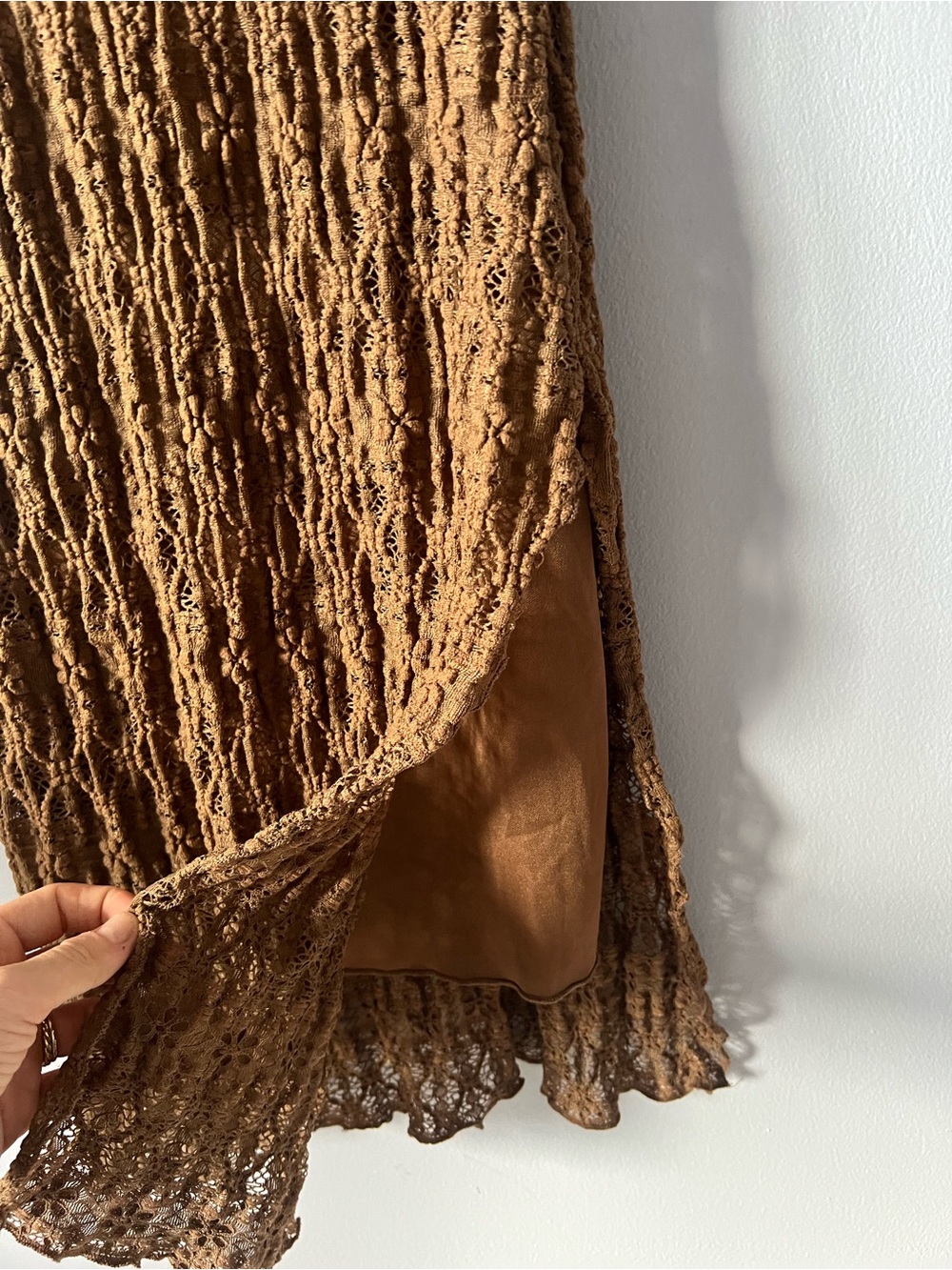 Sleeveless Brown Knit Maxi Dress with Ring Detail - Picture 5 of 6